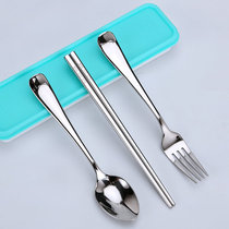 304 stainless steel fork spoon chopsticks portable tableware Childrens student tableware three-piece set travel portable tableware