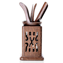 Tea art accessories Tea ceremony six gentlemen set Chicken wing wood solid wood Kung Fu tea set Tea spoon tea clip combination tea tray ornaments