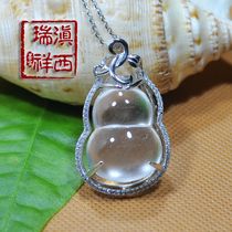 Dianxi Ruixiang 925 silver inlaid jade gourd pendant mens necklace female A cargo water foam jade water Mozi couple