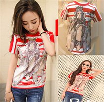 Childrens short-sleeved T-shirt parent-child dress summer Q4 Crown monkey half-sleeve men and women childrens family dress mother and child