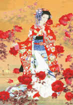 Cross-stitch electronic picture redrawing source file-Four Seasons Lady Spring Flower Appreciation