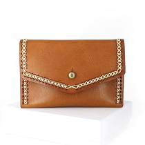 Japan-ROK Tannic Bull Pickup Bag Women Original Car Stitches Handmade Business Card Bag Genuine Leather Drivers License Retro Little Wallet Man