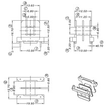 EE19 transformer core skeleton straight-inserted double-slot sleeper 2 2pin