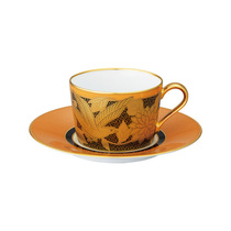 Spot Noritake Noritake Royal Court Style Phnom Penh Orange painted flower and bird pattern Kabu Latte Coffee cup and Saucer Gift Box