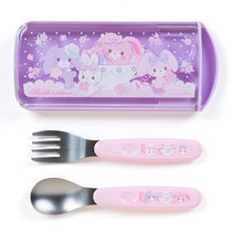 Japan SanrioBonBonRibbon rabbit carry tableware fork spoon with box set