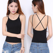 Spring and summer new fashion trend sexy cross belt beauty back sling tube chest inside and outside wearing vest White Black