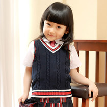 Womens big childrens clothing 2021 Spring and Autumn new academic style cotton autumn girls knitted horse childrens vest sweater