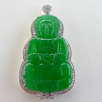 (Huaxing Jade) Myanmar natural A cargo Jade 18k golden Yang green Guanyin pendant Jieyang supply 180403