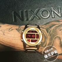 Nixon Digital Display Nouveau Riche Gold Steel Band Waterproof Unisex Mens and womens watch A360502