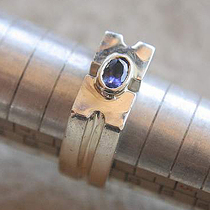 Western antique jewelry vintage silver British 925 sterling silver natural cordierite ring 7 73g