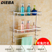 DIEBA double shelf space aluminum bathroom toilet pendant with towel rack adhesive hook 40-60 optional