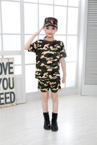 Childrens camouflage clothing primary and secondary school military training clothing suit short-sleeved outdoor development training clothing summer camp training clothing summer
