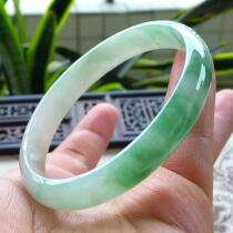 Mingkai jadeite Burmese old pit natural A goods Jade old seed delicate floating flower noble concubine jade bracelet 58 with certificate