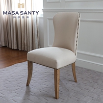 American solid wood beige soft bag dining chair simple modern fabric Nordic chair designer small apartment restaurant