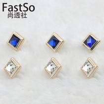 Rhinestone shirt button button buttons royal blue clothes button square shirt button clothing accessories diy