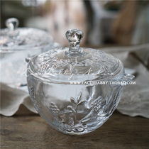 Retro French do old stained glass laceshabby sundries decorative snacks candy storage box jar