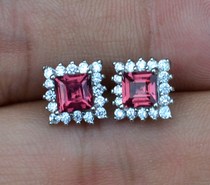 925 silver plated white gold natural garnet stud earrings Korean version luxury diamond ring Valentines Day Tanabata gift special offer
