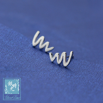 Silver time S925 sterling silver earrings brushed lightning heartbeat curve earrings creative fashion personality men and women earrings