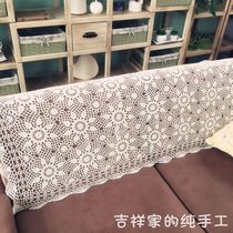 Pure hand crochet hook flower hollowed table cloth pure cotton table cloth Nordic style field tea table cover cloth sofa cover towels