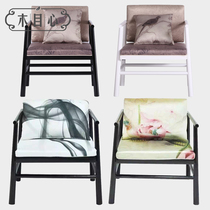 New Chinese solid wood fabric single sofa chair hotel club model room living room negotiation leisure chair furniture