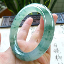 Mingkai jade 56 circle mouth old pit ice species floating flower round jade bracelet Myanmar natural A goods jade bracelet 180416