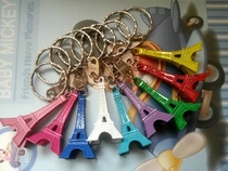 Key ring for the key of the colour Tower of the Eiffel Tower in Paris