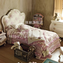 Childrens bed girl princess bed dream European solid wood girl pink single bed 1 meter 2 bed customization