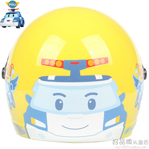 Taiwanese Huatai deformed police car Purly 02 yellow electric motorcycle childrens helmet male and female baby boy winter