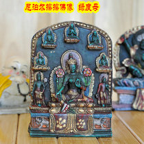 Nepal hand-fired painted Green Mother Buddha Statue Buddha Statue Eraser twenty-one Zun Green mother