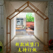 2021 New Castle gate truss door pointed Corner Door European door wrought iron custom door floral decoration door Park door