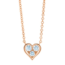 Heart shaped 18K white gold diamond pendant 3 single diamond pendant necklace light luxury choker diamond necklace female