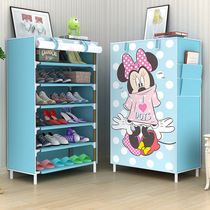 Small shoe rack at the entrance of the dormitory simple household space saving large multi-layer assembly shoe cabinet zipper dust-proof sunscreen cartoon