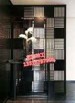 Factory custom Dongyang wood carving hollow board carving board New Chinese partition living room background line screen