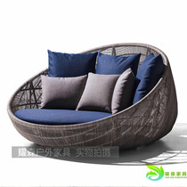 Outdoor Lying Bed Outdoor Terrace Patio Balcony Lying Bed Couch Large Round Bed Garden Pool Deck Chairs Rattan Bed furniture