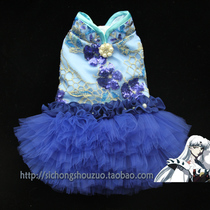 Special royal blue embroidery modified Cheongsam Also has red and grape purple pet Cheongsam Pet Tang dress