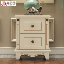 Jiastu simple American bedside table Bedroom retro pastoral storage low cabinet Solid wood drawer locker