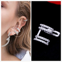 U Type Four Rings Microinlaid Zircon left and right No dongle ear clip earrings female star earbone clip minimalist about Korean temperament personality