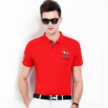 2021 summer polo shirt mens short sleeve gilt cotton lapel collar body gilt cotton breathable red T-shirt