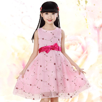 children's gauze dress girls summer pink princess dress little girls clothes junior vest dress