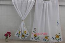 Foreign trade original single export white pastoral embroidery Feng water curtain finished curtain curtain curtain curtain cabinet curtain kitchen half curtain