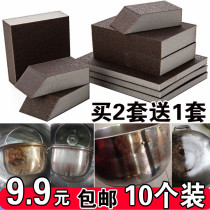 Kitchen cleaning with brushed diamond sand sponge Magic Wipe Decontamination Nano 100 Clean Cloth Wipe Pan Descaling Plus Coarse Polish