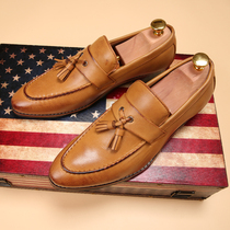 Youth trend Inron heightening pointed male shoes Korean version Bloc style Sculpture Flower Casual Hair Stylist Su Leather Shoes