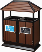 Villa type classification environmental protection garbage bin brown plastic wood outdoor public fruit box apartment Park special large size