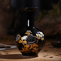 Haolin Xuan Jingdezhen Ceramic Cloisonne Vase Crafts Ornaments Decoration Home Painting Gold Black Glaze