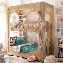 shang xia pu chuang adult American bed layer vintage childrens bunk beds modern minimalist solid wood bunk bed