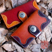 Cowhide handmade wallet Cattle leather wallet Vegetable tanned leather Long Cai Cloth Leather Unisex casual wallet