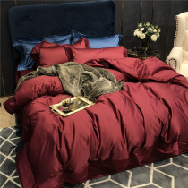 Italy imported 140 Egyptian long-staple cotton tribute satin wedding four-piece solid color horse cotton bedding