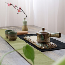 Retro Chai roast kiln rough pottery health kung fu tea set one pot two cups teapot teapot tea cup coaster tray