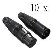 10 Pair 3 Pin Male Female Audio XLR Cable Connector Male Plu