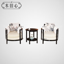  New Chinese fabric sofa single circle chair combination Modern simple hotel solid wood removable and washable leisure chair furniture